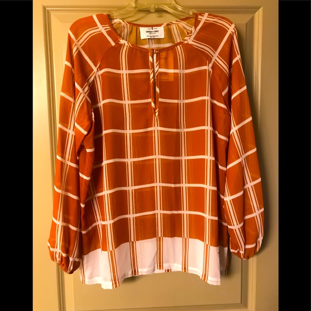 Texas Longhorn Plaid Sheer Top